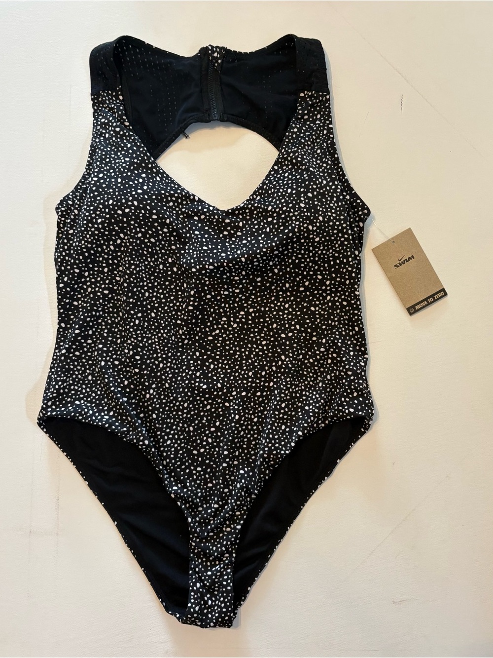 NWT Nike Black and White Speckled One-Piece Swimsuit Size XL